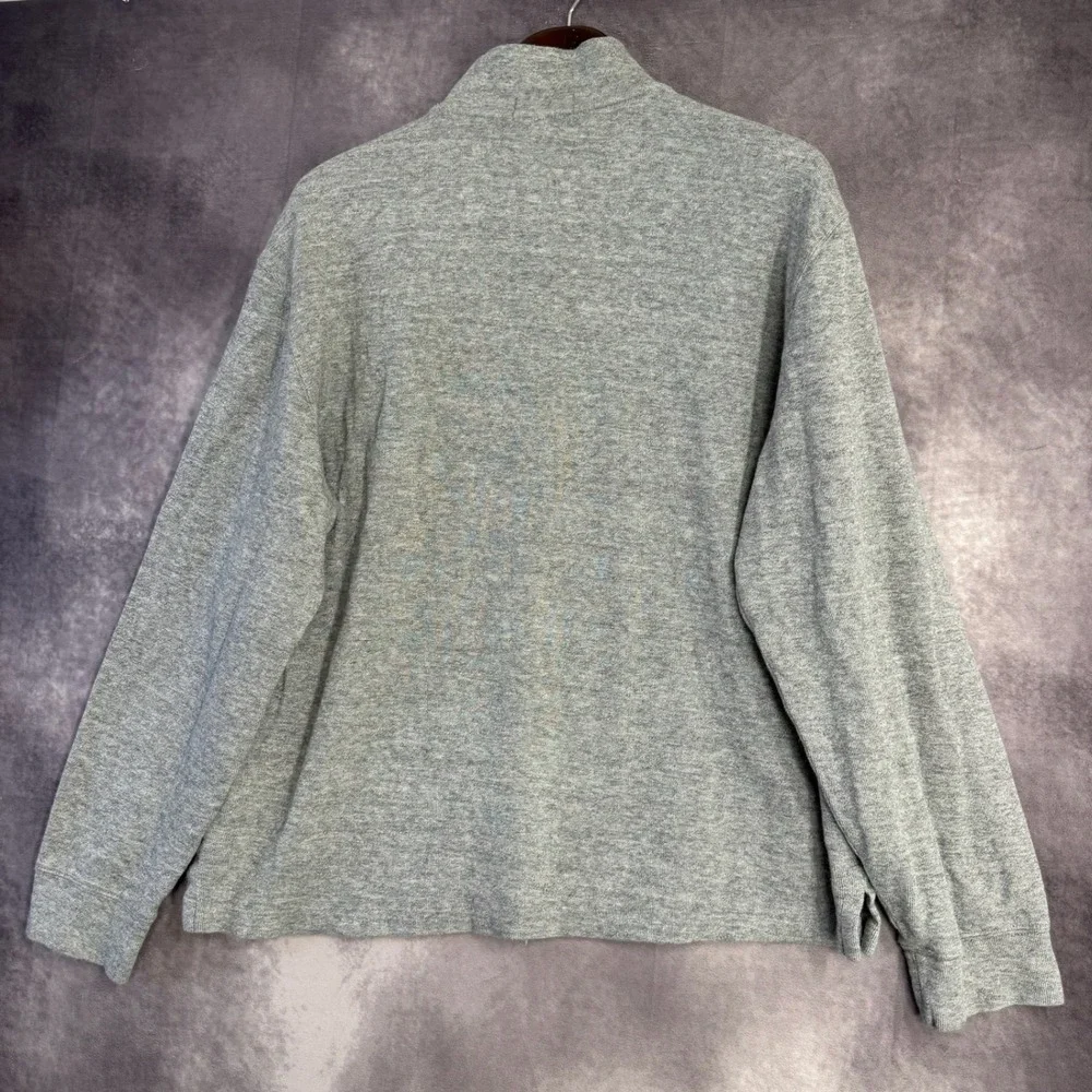 Polo Ralph Lauren Mens L Heather Grey Estate Rib Quarter Zip Pullover Sweater